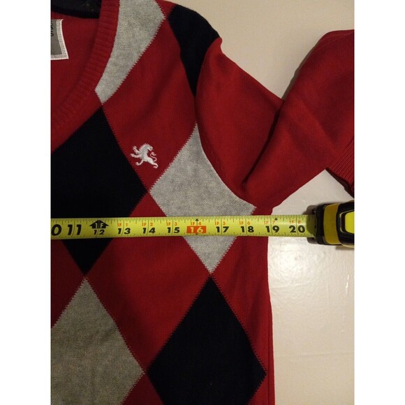 Express Mens Grey/black/red Argyle V-Neck Pullover Sweater Size‎ Small - Picture 9 of 13
